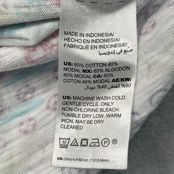 Chicos Top Womens 2 / US Large Multicolor Printed V-neck Relaxed 3/4 Sleeve - Picture 12 of 15